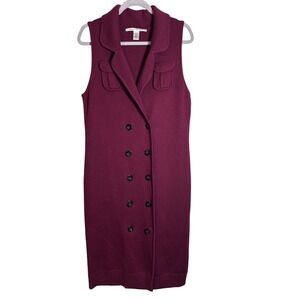 Diane von Furstenberg 100% Wool Double Breasted Sweater Vest Dress Size L Issues